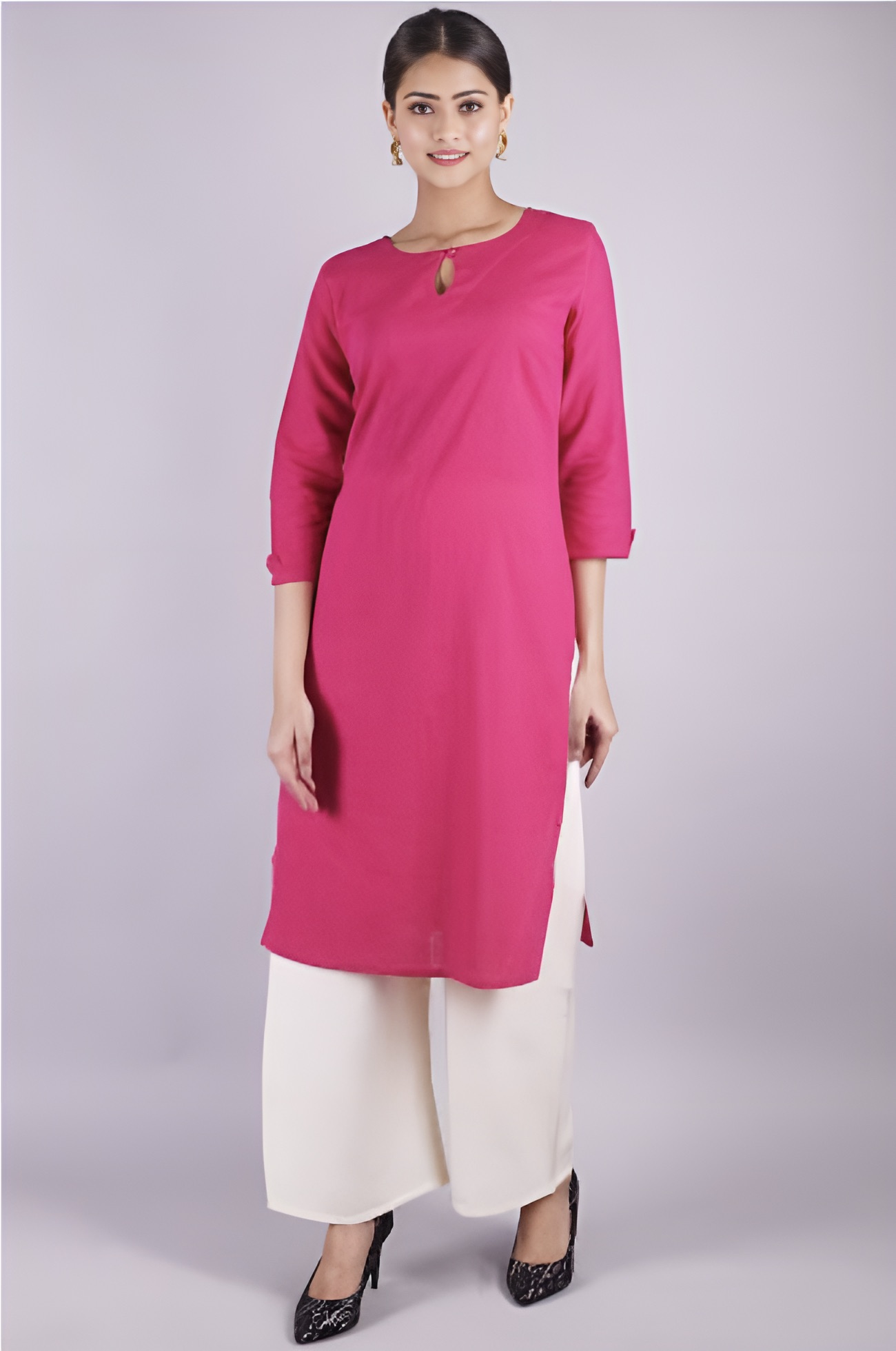 Baby Pink Georgette Front Button Chikankari Straight Kurti - TheChikanLabel  | Lucknow Chikankari Kurtis & Suits
